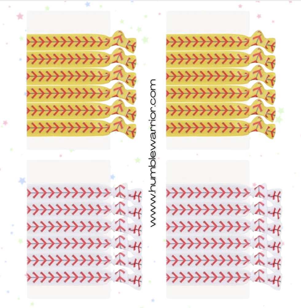 24PCS Softball & Baseball Hair Ties!